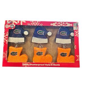 Team Shatterproof Sparkly Christmas Ornaments Hats & Boots 6 Pack